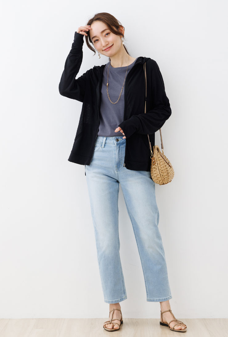 パーカー レディース UV 薄手 トップス 春 夏 秋◆ 【メール便 送料無料12】【M〜LL】130g/m2 天竺 ICE Summer UV + 遮熱+接触冷感+ 吸水速乾+抗毛玉 長袖 指穴 ジップアップ パーカー【エコ包装】[cd][ 冷房対策 キャンプ ママ 男女兼用 毛玉になりにくい ひんやり ][rg] iservice-10015776 リオマル サンプル画像3