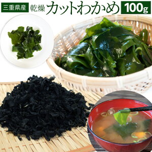 カットわかめ100g メール便送料無料 三重県伊勢志摩産 乾燥ワカメ 国産 チャック付袋入り 無添加 NP