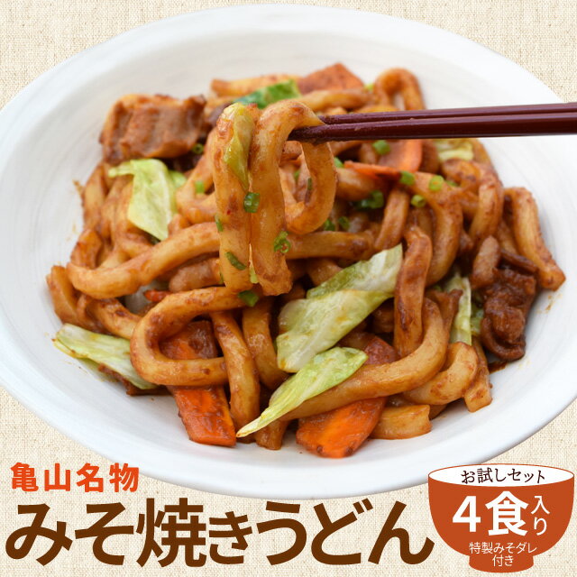 亀山B級グルメ亀山みそ焼きうどんお試し4食 メール便送料無料 特製味噌だれ付き 秘密のケンミンshow ラ..