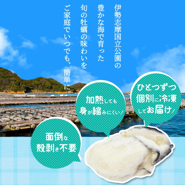 牡蠣 むき身 無選別サイズ 2kg(1kg×2) 送料無料 冷凍 鳥羽産 牡蛎 加熱用 鳥羽のカキを身入りの良い時期に瞬間冷凍