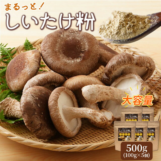 しいたけパウダー 粉末 500g（100g×5個） 万能だし 粉 三重県産 農薬不使用栽培 椎茸100％使用 国産 チャック付袋入