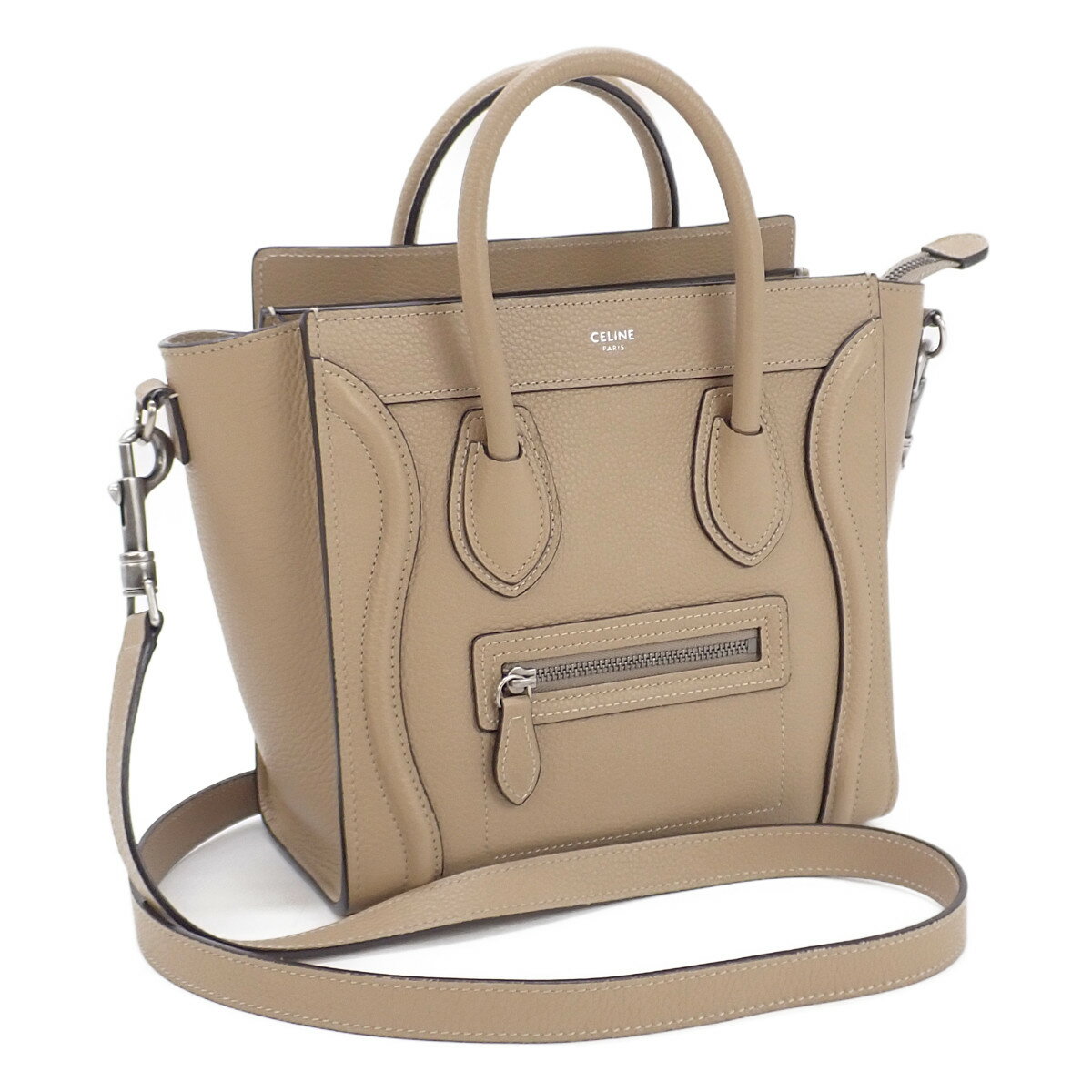 【SALE】【中古】【ABランク】CELINE セリーヌ ラゲージ ナノ 2WAYバッグ 189243DRU.03UN ドラムドカーフスキン デューン【ISEYA】のサムネイル