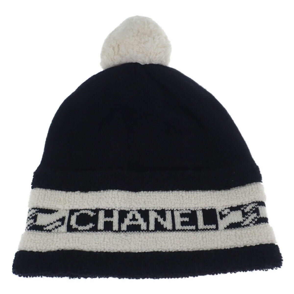 【中古】CHANEL シャネル ロゴニットキャップ 帽子 AA7298 B04639 N9704 カシミヤ ブラック