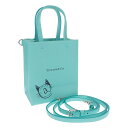 【中古】【Aランク】TIFFANY&Co. ティファニー ミニショッピングバッグ トートバッグ ショルダーバッグ 2way カーフスキン ティファニーブルー【ISEYA】