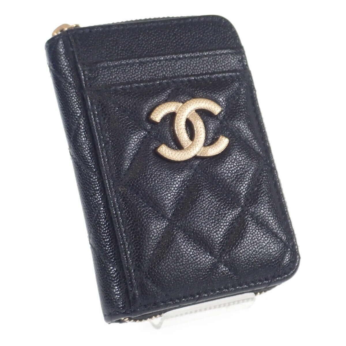 【中古】【ABランク】CHANEL シャネル ジップカードコインケース 小銭入れ カードケース AP2966 シャイニーグレインドカーフスキン ブラック【ISEYA】