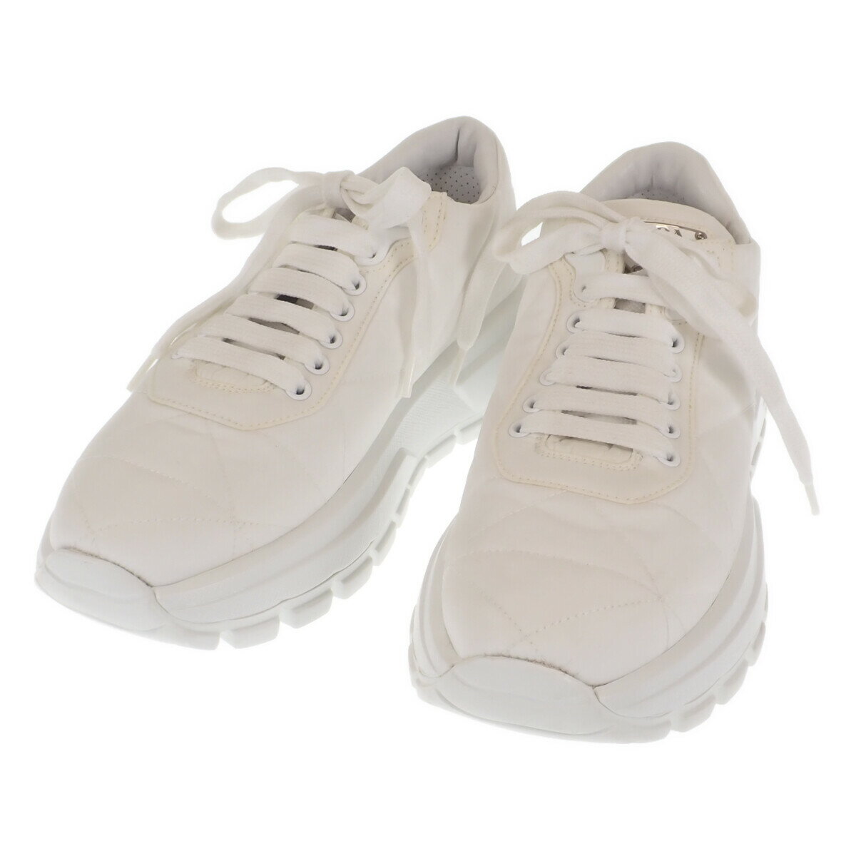 【中古】【Aランク】PRADA プラダ RE-NYLON トライアングルロゴ スニーカー シューズ 1E852M 3LGO F0009 ナイロン ホワイト BlANCO #36 約23cm【ISEYA】