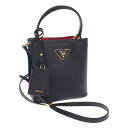 【中古】【ABランク】PRADA プラダ パニエ スモール ショルダーバッグ ハンドバッグ 2way 1BA217_2ERX_F0LJ4_V_OOO サフィアーノ Black Fiery Red【ISEYA】