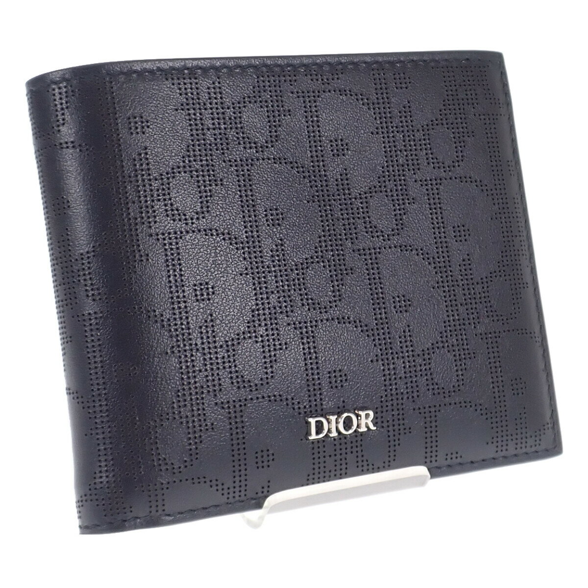 【中古】【SAランク】Christian Dior クリスチャンディオール コインケース付きウォレット 2ESBC027VPD_H03E 二つ折り財布 レザー ブラック【ISEYA】