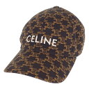 CELINE セリーヌ トリオンフモノグラム ベースボール キャップ 帽子 2AUA1731O コットン ブラウン Sサイズ ユニセックス