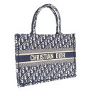 【中古】【Aランク】Christian Dior クリスチャンディオール ブックトート ミディアム トートバッグ M1296ZRIW_M828 キャンバス エクリュ＆ブルー【ISEYA】