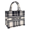 【中古】【Aランク】Christian Dior クリスチャンディオール ブックトートバッグ スモール キャンバス ブラック ホワイト タータンチェック【ISEYA】