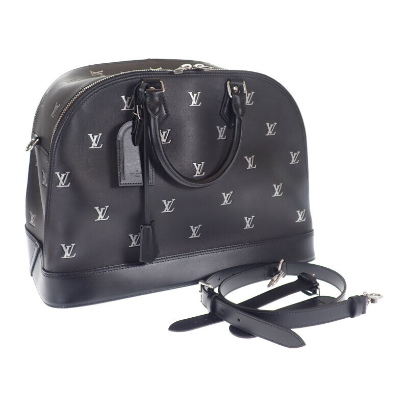 【中古】【Sランク】LOUIS VUITTON ルイヴィトン アルマ・ダッフル ショルダーバッグ ボストン 2way M24397 LV ブラゾン・カーフレザー ブラック【ISEYA】