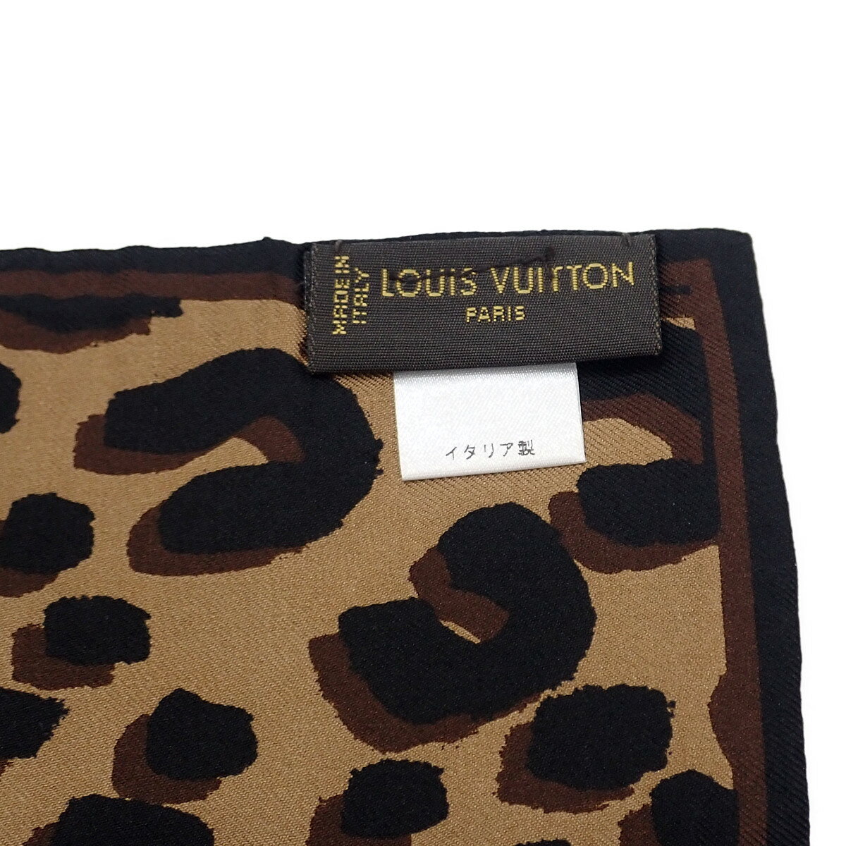 【中古】【ABランク】LOUIS VUITTON ルイヴィトン バンドー レオパード スカーフ シルク100％ ブラウン M72394