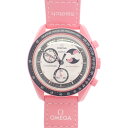 オメガ×スウォッチ OMEGA×SWATCH ミッション トゥ ザ ピンク ムーン SO33P700 腕時計 セラミック ナイロン クオーツ ホワイト文字盤 レディース メンズ 未使用 ギフト 希少【中古】【Sランク】(2)