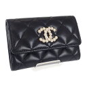 【中古】【Aランク】シャネル CHANEL CCパール フラットカードケース AP3813_B15723_94305 名刺入れ ラムスキン ブラック ゴールド金...