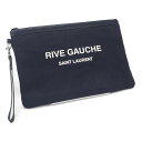【中古】【Aランク】サンローラン SAINT LAURENT ポーチ リヴ・ゴーシュ 581369HZP6D1070 クラッチバッグ コットン レザー ブラック...