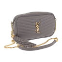 【中古】サンローラン SAINT LAURENT ルー ミニバッグ 612579 ショルダーバッグ カーフ グレー ゴールド金具 レディース【Aランク】
