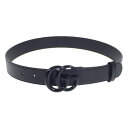 【中古】グッチ GUCCI GGマーモント スリム 414516_18YXV_1000 ベルト レザー ブラック サイズ75 メンズ【Sランク】