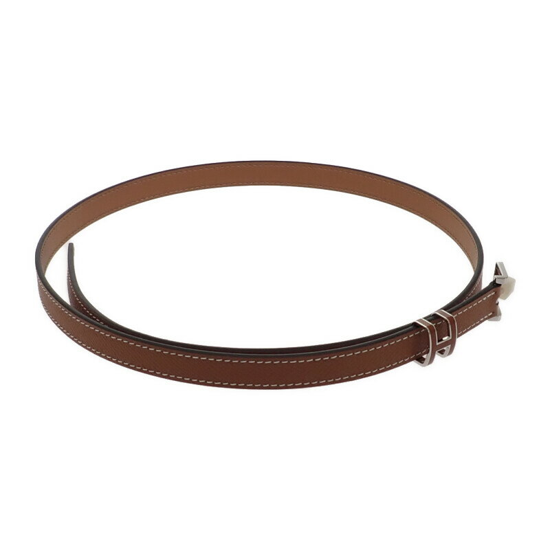 【中古】エルメス HERMES ポップH15 H081087 ベルト ヴォーエプソン ブラウン シルバー金具 レディース【SAランク】