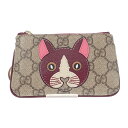 グッチ GUCCI キャット ディテールGG 818768_FAEEN_8574 キーケース ポリウレタン ベージュ ゴールド金具 レディース 美品 猫 可愛い...