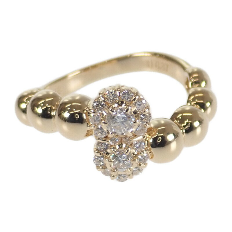 デザイン ジュエリー 11号 リング 指輪 K18YG イエローゴールド ダイヤモンド レディース 美品 可愛い 旅行 パーティー【中古】【Aランク】