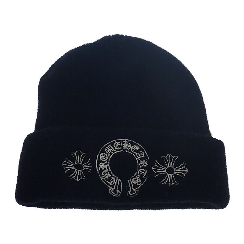 クロムハーツ CHROME HEARTS ウールワッチキャップ ホースシュー ビーニー ニットキャップ ウール ブラック OS メンズ レディース【中古】【AB...