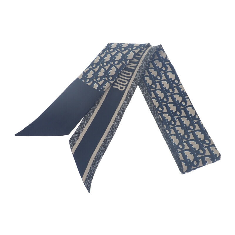 クリスチャンディオール Christian Dior ミッツァ オブリーク ロゴ 15DOB106I600 スカーフ シルク ネイビー レディース 上品 シンプ...