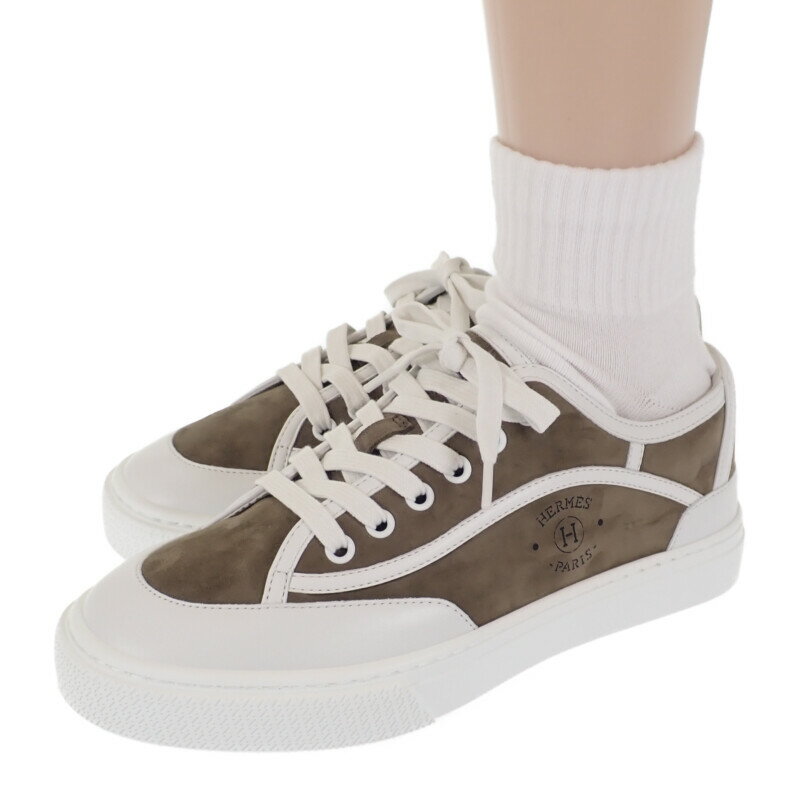 エルメス HERMES ゲット H231027Z_V1375 スニーカー カーフ シェーブル・ヴェロア ヴェール・ツンドラ ..