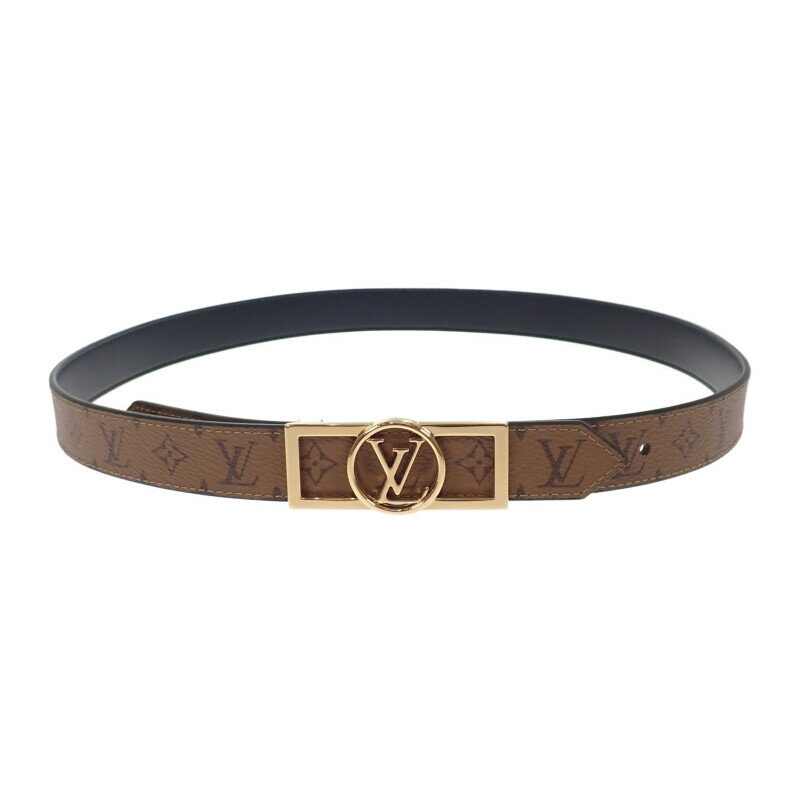 ルイヴィトン LOUIS VUITTON ドーフィーヌ25MM リバーシブル 85 M0203V モノグラム ベルト レザー ブラウン ブラック ゴールド金具 ...