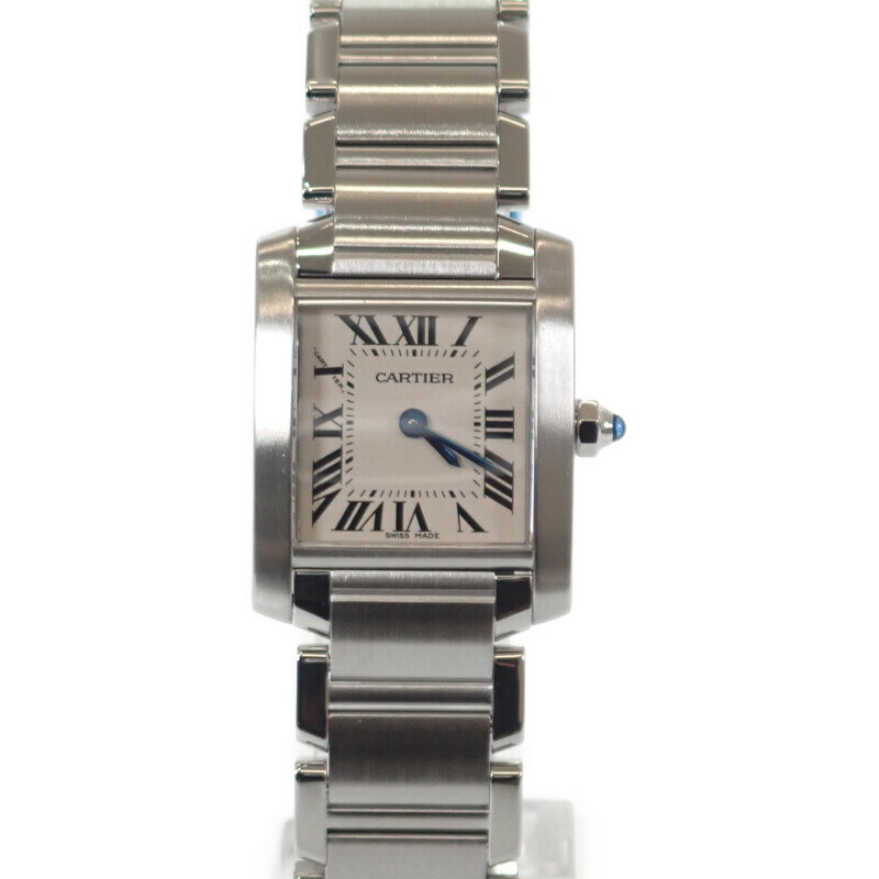 カルティエ CARTIER タンクフランセーズ SM W51008Q3 腕時計 ステンレススチール クオーツ ホワイト文字盤 レディース 冠婚葬祭 上品 美品 ギフト ビジネス カジュアル【中古】【Aランク】