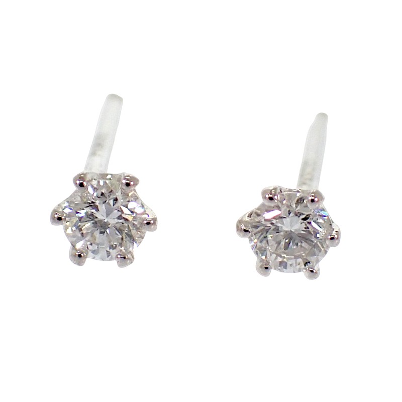 樂天商城 - デザインジュエリー 一粒 ピアス Pt900 プラチナ ダイヤモンド レディース メンズ【中古】【Aランク】