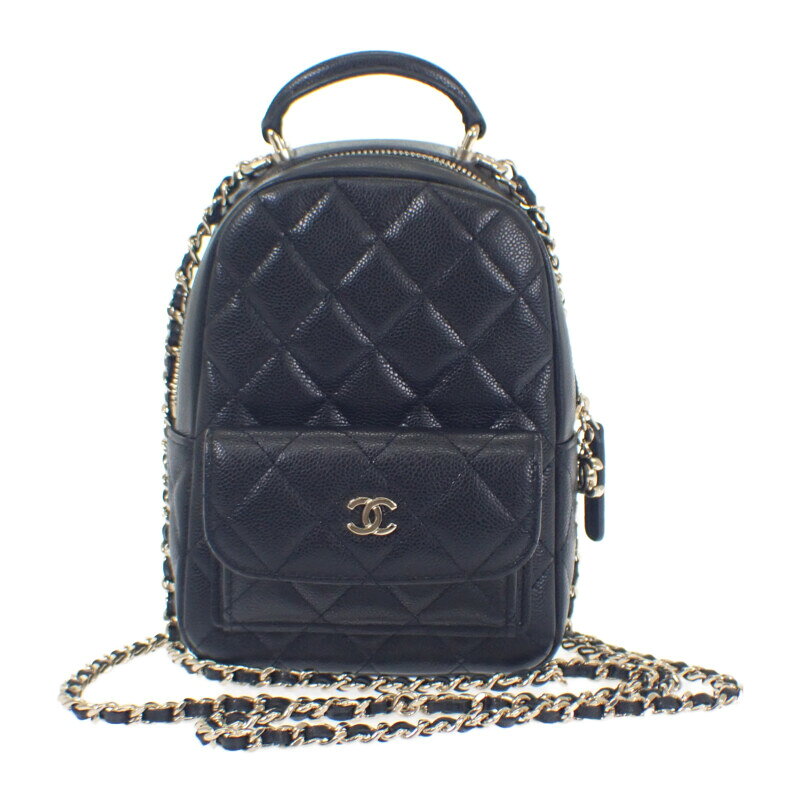 CHANEL - シャネル CHANEL タイムレスクラシック AP3753 リュック デイパック キャビアスキン ブラック ゴールド金具 レディース【中古】【Aランク】