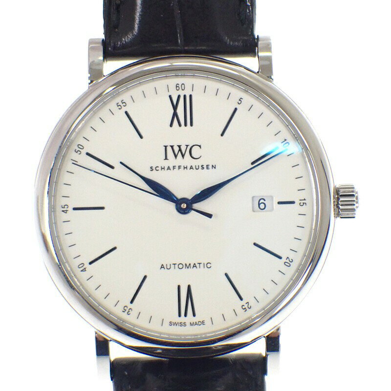 樂天商城 - IWC インターナショナルウォッチカンパニー IWC ポートフィノ・オートマティック 世界2000本限定 IW356519 腕時計 SS アリゲーター ホワイト ブラック 自動巻き ホワイト文字盤 シルバー金具 メンズ【中古】【Aランク】