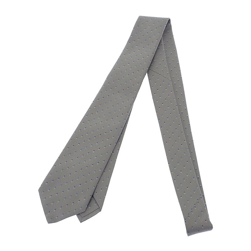 LOUIS VUITTON - ルイヴィトン LOUIS VUITTON クラヴァット LVスペリング M77847 ネクタイ シルク グレー メンズ 上品 ビジネス ギフト【中古】【SAランク】