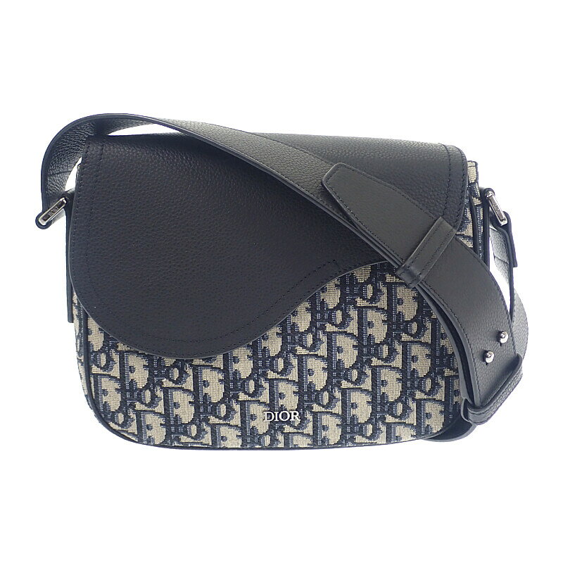 樂天商城 - ディオール Dior サドル スモールメッセンジャー 1DME133YKS_H27E ショルダーバッグ カーフ ファブリック ブラック レディース メンズ【中古】【Aランク】