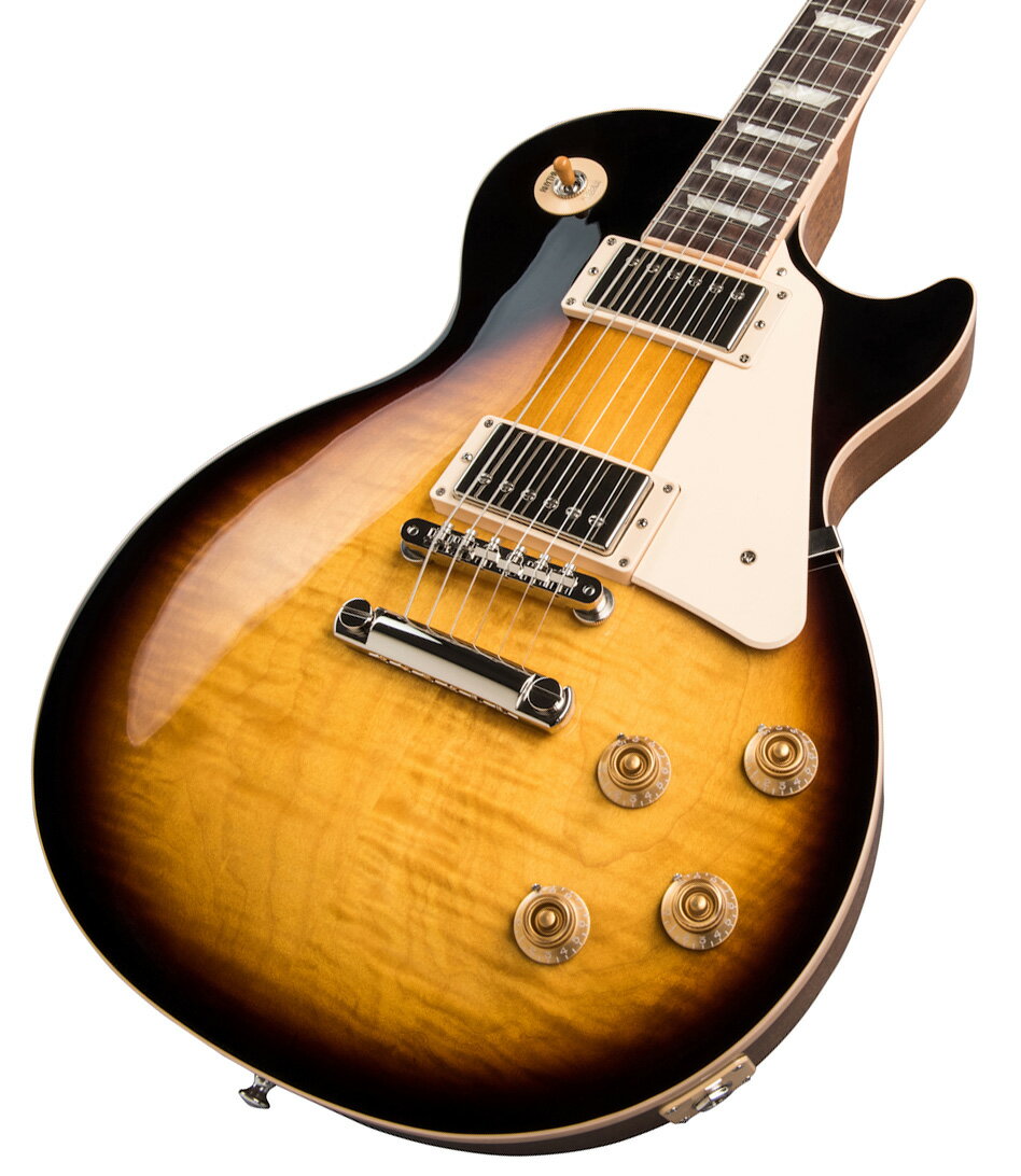 全世界待望の50s Les Paul Standardがパワーアップして登場！ Gibson 50s Les Paul Standard 、メイプルトップにウエイトリリーフを廃したマホガニーボディ、50年代の丸みを帯びたネックを採用した往年のレスポールスタンダードを求めるプレイヤーに最適な一本です。 ピックアップには定評のあるBurstbucker 1(Neck)/Burstbucker 2(Bridge)を搭載し、左手の細かなニュアンスやピッキングの強弱、繊細なボリュームコントロールといった演奏表現を余さず出力します。 近年のギブソンに見られる基盤でなく、ハンドワイヤードの電装にはオレンジドロップキャパシターを搭載！ キーストーンペグ、ワイヤーなしのABRブリッジにアルミニウム製ブリッジ・テイルピースなど、ヴィンテージを意識した拘りが満載でございます。 使い込むほどに手に馴染み、より一層オールド感が引き立つ至極の一本となるでしょう！ 付属品：ハードケース、Gibsonユーザー登録カード ※お届けにお時間を要する場合には別途お知らせいたします。 ご購入後、同梱されるユーザー登録カードに必要事項をご記入の上、ギブソン・ジャパンへご郵送ください。 ユーザー登録したご本人様に限り、メーカー規定の故障に対して無期限での保証が提供されます。 主な仕様(ネック/ボディ) Neck MaterialMahogany Neck ProfileVintage 50s Scale Length24.75" Fingerboard MaterialRosewood Fingerboard Radius12" Number Of Frets22 FretsMedium Jumbo Nut MaterialGraph Tech Nut Width1.695" End of Board Width2.26" InlaysAcrylic Trapezoids Body MaterialMahogany Body TopMaple WeightReliefNone FinishGloss Nitrocellulose Lacquer 主な仕様(パーツ類/電装系など) Hardware FinishNickel BridgeABR TailpieceAluminum Stop Bar PickguardCream Control KnobsAmber Top Hats w/ Pointers Switch TipAmber SwitchwasherCream Jack Plate CoverCream Neck PickupBurstbucker 1 Bridge PickupBurstbucker 2 Controls2 Volumes, 2 Tones & Toggle Switch (Hand-wired with Orange Drop Capacitors) Strings.010, .013, .017, .026, .036, .046 CaseHard Shell Case