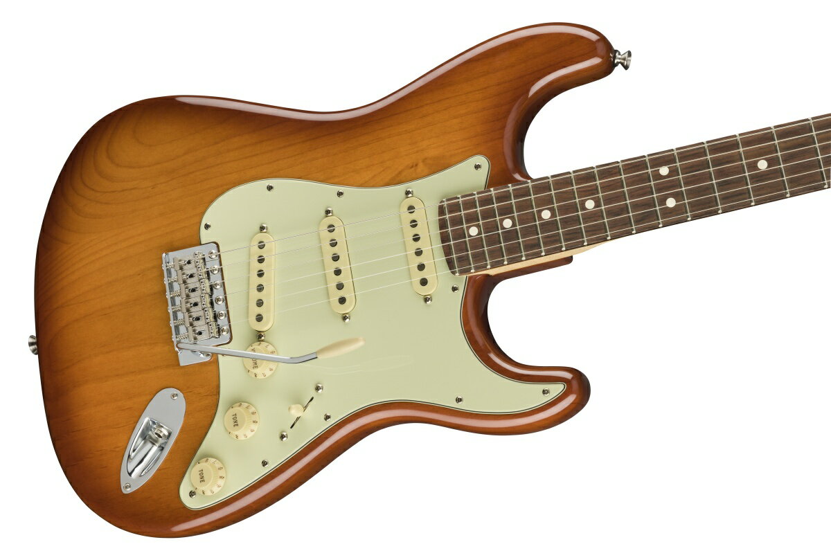 American Performer Stratocaster カリフォルニア州のコロナ工場で製造されるAmericanPerformer Stratocaster は、USA 製フェンダーならではのオー センティックなトーンとフィーリングを提供し、パフォーマンスにインスピレーションを与えるモダンスペックを随所にフィー チャーしています。 本モデルは、American Performer シリーズのために特別に開発された、リッチで表情豊かなトーンを奏でるYosemite(TM)シングルコイルピックアップを搭載しています。Yosemite (TM)ピックアップは高出力を実現する面取りのないポールピースのスタッガード仕様となっており、ピックアップをシェラック溶液でポッティングすることでフィードバックを抑制しながらダイナミックなサウンドを奏でます。 またAmerican Performer Stratocaster はトーンを絞った際に低域も同時に適量アッテネートするGreasebucket(TM)トーンサーキットを搭載し、音の濁りを防ぎます。さらに全てのスイッチポジションでネックピックアップを有効にするプッシュ／プルコントロールを装備し、トーンの幅を広げることが可能です。 9.5 インチラジアス指板のModern C シェイプネックには22本のジャンボフレットを装備し、スムーズかつ正確なベンディングが行えます。 ■付属品：ギグケース、メーカー正規保証書、トレモロアーム 主な仕様 Body MaterialAlderBody FinishGlossBody ShapeStratocasterRNeck MaterialMapleNeck FinishSatin UrethaneNeck ShapeModern "C"Scale Length25.5" (648 mm)Number of Frets22Nut MaterialSynthetic BoneNut Width1.685" (42.8 mm)Truss RodStandardTruss Rod Nut1/8" American SeriesBridge PickupYosemite? Singe-Coil StratocasterMiddle PickupYosemite? Single-Coil StratocasterNeck PickupYosemite? Single-Coil StratocasterControlsMaster Volume, Tone 1. (Neck & Middle Pickup), Tone 2. Greasebucket? Tone Circuit (Bridge Pickup)Switching5-Position Blade: Position 1. Bridge Pickup Position 2. Bridge and Middle Pickup Position 3. Middle Pickup Position 4. Middle and Neck Pickup Position 5. Neck PickupConfigurationSSSBridge6-Saddle Vintage-Style Synchronized TremoloHardware FinishNickel/ChromeTuning MachinesFender ClassicGear?Control KnobsAged WhiteSwitch TipAged WhiteNeck Plate4-Bolt ■保証:2年 ※画像はサンプルです。 複数のモールに掲載されているため、売却に伴う商品情報の削除は迅速を心掛けておりますが必ずしもリアルタイムではございませんので、ご注文後に万一売り切れとなっておりました際は誠に申し訳ございませんがご容赦くださいませ。