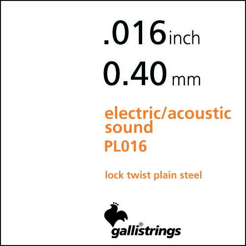 Gallistrings / PS016 - Single String Plain Steel For Electric/Acoustic Guitar .016 【横浜店】