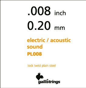 Gallistrings / PS008 - Single String Plain Steel エレキギター／アコースティック用バラ弦 .008【イタリア製】【横浜店】
