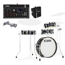 YAMAHA EAD10との組み合わせでより迫力のサウンドを実現 ■Club-JAM Pancake Kit with YAMAHA EAD10 エレクトロニックアコースティックドラムモジュール いつ、どこにでも持ち出せる手軽さと、ライブにも使える本格的なドラムサウンドがひとつになった 18インチバスドラムの薄型ドラムキット。それが Club JAM Pancakeです。 そんなタマの人気薄型ドラムキットに、ヤマハのEAD10を組みあわせる事により、 バランスよくマイキングされ、パワフルにエフェクトされたサウンドを獲得できます。 PAにつなげば、バランスよく調整されたサウンドが出力できます。 また、EAD10とアプリを使って高音質な演奏動画をスマホなどで直接撮影、ミックス、編集、アップロードまで可能。 様々な可能性が広がる「ハイブリッドアコースティックドラム」として活躍してくれることでしょう！ ※スマホなどとEAD10を直接接続するケーブルは付属しません、お手持ちの機器にあわせてご用意ください。 ■セット内容 18"x4" Bass Drumx1 10"x3.5" Tom Tomx1 13"x3.5" Floor Tomx1 12"x4" Snare Drumx1 シングルタムアタッチメントx1 YAMAHA EAD10 x1 YAMAHA CSAT924A x1 ※在庫状況により他社同等品に変更になる場合がございます ■Club-JAM Pancake Kit 主な仕様 シェル材：Poplar(BD/TT/FT/SD)9ply/7.5mm カラー：HBK（ヘアライン・ブラック）/ カバリングフィニッシュ 《YAMAHA EAD10の主な特長》 1. 簡単なセッティングで、本格的なマイキングを実現 2. 高品位なアコースティックドラムサウンドのモニター/録音 3. ドラマーの可能性を広げる多彩なエフェクト音 4. 無料iOS アプリ「Rec'n'Share」との連携による、高い拡張性 ■留意事項 ※セットに使われているドラムの単品販売はございません。ご了承ください。 ※本商品はシェルキットのみでの販売となります。スタンド類やシンバル、キックペダル、スローンなどは商品に含まれません。 ※タムやEAD10を取り付けるためには市販のシンバルスタンド（別売）が必要です。 ※TAMAアコースティックドラムはメーカー保証対象外です。