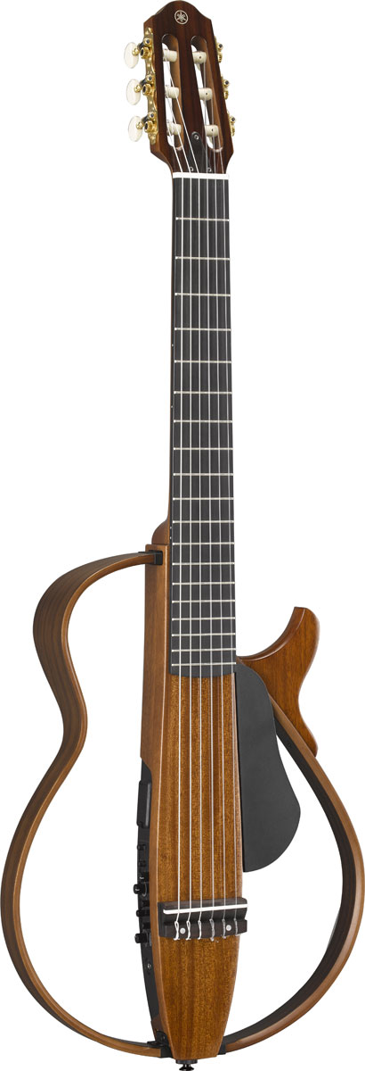 本格クラシックギターNECK、エボニー指板仕様！ 旧モデルのSLG130NWが生産完了になり、モデルチェンジされ現行ラインナップされているモデル。 BODYは「SLG200S/SLG200N」でも採用している”マホガニー”です。 さらに、一般的なクラシックギターと同様のネック形状を採用し、本格的なクラシックギター奏者の要求にも対応する自然な演奏感を実現！ また今や希少材ともいわれる”エボニー指板”の採用によりタイトでクリアなサウンドを実現しているほか、ペグ部分に取り付けたゴールドのベースプレートやグロス仕上げを施した外観が、ハイグレードな高級感を演出しています。 電装部に、「SLG200S/SLG200N」にも搭載し好評を得ている「SRT （ Studio ResonanceTechnology）パワード」システムを採用。「SRT パワード」システムは、ピエゾピックアップからの信号に音響処理を加えることで、スタジオで一流のエンジニアがマイク録音したかのような上質なアコースティックサウンドを得られる技術です。『SLG200NW』では、YAMAHAのクラシックギター開発者も音作りに携わり、よりクラシックギター奏者好みのサウンドを追求しました。共鳴胴のない独自のデザインでありながら、クラシックギターのボディの鳴りや演奏している空間そのものの響きまでも表現した、深みのある豊かなアコースティックサウンドを実現しています。 また、「SRT パワード」システムによるサウンドとピエゾピックアップのサウンドを好みの割合でブレンドすることもでき、よりプレーヤーの好みに合わせた幅広い音づくりが可能です。 共鳴胴を持たない独自のデザインにより高い静粛性を実現していることに加え、左フレームを取り外すことで付属の専用ケースにコンパクトに収納できるため可搬性に優れています。このため、部屋の中だけでなく気軽に外出先に持ち出すこともでき、場所や時間を選ばず演奏を楽しむことができます。 またプリアンプには、リバーブなど3種類のエフェクトやチューナーが内蔵されているほか、携帯音楽プレーヤーなどに接続できるAUX IN 端子、アンプやPA システムなどに接続できるLINE OUT端子も備えており、利便性の高い仕様となっています。 ※画像はサンプルです。杢目は1本1本異なります。仕様は予告なく変更される場合がございますので、予めご了承くださいませ。 その他 ■付属品：専用ソフトケース、イヤフォン、メーカー保証 製品仕様 ボディマホガニーネックマホガニーフレームローズウッド、メイプル指板エボニー指板幅52mm（上駒部）/ 62mm（胴接合部）弦長650mm寸法970&#40;L&#41;×356&#40;W&#41;×87&#40;H&#41;mm電装SRT パワードシステムコントロール電源、ボリューム、ベースコントロール、トレブルコントロール、エフェクト（REVERB1/REVERB2/CHORUS）、チューナー、ブレンド接続端子AUX IN 端子、ヘッドホン出力端子（ステレオ）、DC IN、LINE OUT 端子（モノラル）兼POWER スイッチ（ジャック差込時ON）電源部単3電池×2 本 または AC アダプター&#40;PA-3C、別売&#41;カラーナチュラル