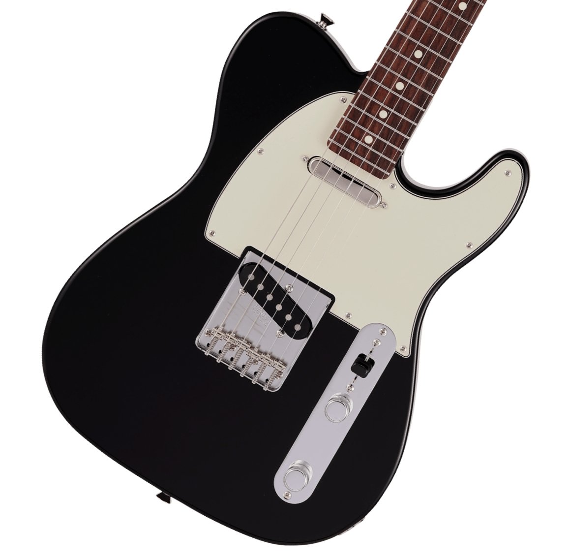24インチスケールを採用した日本製ジュニアコレクション『テレキャスター』登場！ Made in Japan Junior Collection Telecasterは従来のFenderのルックスを纏いながら24インチのショートスケール指板を採用した、これから楽器を始めるエントリープレイヤーや若年層への新しい選択肢の一つとなるギターです。24インチスケール指板がコードを押さえやすさと押弦時の指への負担を軽減し、約94%にスケールダウンしたコンパクトなボディと新しいボディキャビティ設計により軽量化を実現することで、より高い演奏性を提供します。搭載している新設計のJunior Collection Modified Single Coil Telecasterピックアップは、高めのゲインによる歯切れの良いTelecasterトーンが得られます。ヴィンテージタイプのチューナーと6-Saddle Vintage-Style Strings-Through-Body Teleブリッジにより、チューニングの安定性を確保しています。またバックカットを入れることにより、体に吸い付くようなフィット感を実現しています。 主な仕様 Body Material: BasswoodBody Finish: Gloss Polyester, Satin PolyesterNeck: Maple, Modern “C”Neck Finish: Satin UrethaneFingerboard: Rosewood, 9.5” (241 mm)Frets: 22, Narrow TallPosition Inlays: White DotNut (Material/Width): Bone, 1.650” (42 mm)Tuning Machines: Vintage-StyleScale Length: 24” (610 mm)Bridge: 6-Saddle American Standard Strings-Through-Body Tele with Bent Steel Saddles and Stamped Brass PlatePickguard: 3-Ply Mint GreenPickups: Junior Collection Modified Single Coil Telecaster (Bridge), (Middle), Junior Collection Modified Single Coil Telecaster (Neck)Pickup Switching: 3-Position Blade: Position 1. Bridge Pickup, Position 2. Bridge and Neck Pickups, Position 3. Neck PickupControls: Master Volume, Master ToneControl Knobs: Knurled Flat-TopHardware Finish: Nickel/ChromeStrings: Nickel Plated Steel (.009-.042 Gauges)Case/Gig Bag: Gig Bag
