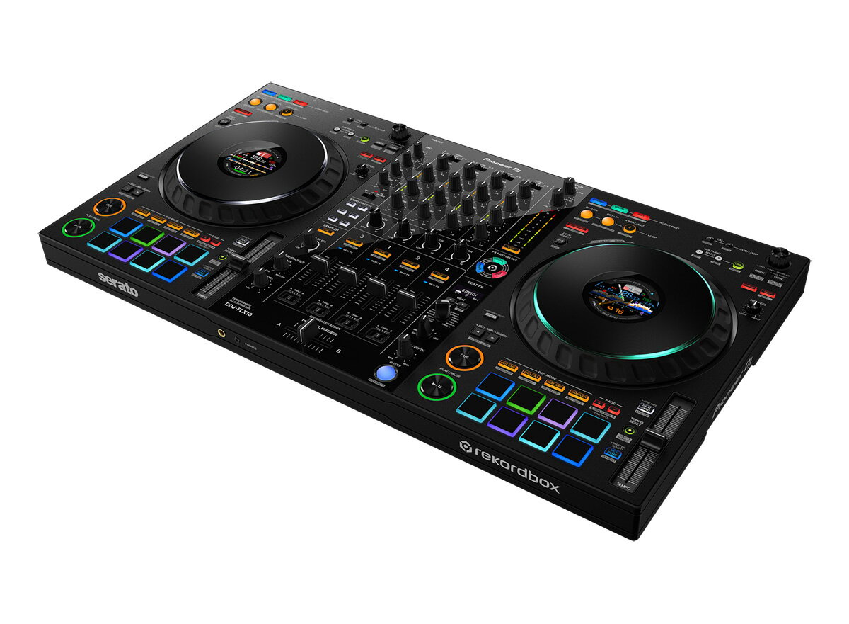 DDJ-FLX10 マルチアプリ対応 4ch パフォーマンス DJ コントローラー DDJ-FLX10はDJがダンスフロアで重視するビートとボーカルに着目し、クイックなライブマッシュアップなどの演奏を可能にする新機能を搭載しており、これまで以上にクリエイティブで革新的なパフォーマンスを実現します。 主な特徴 ■革新的なTRACK SEPARATION機能 TRACK SEPARATION機能を使用すれば、普段のDJプレイと同じように楽曲をロードするだけで、音楽を構成するVOCAL、DRUMS、INSTのパートごとの操作が可能になります。パートごとにボタンが色分けされているので、常に何が演奏されているかを視覚的に把握することができ、従来のDJ機器では実現できなかった革新的なパフォーマンスを実現します。普段利用している楽曲ライブラリを使って、想像力次第で無限にクリエイティブな演奏を生み出すことが可能です。 ・ACTIVE PART & PART ISO パートごとのミュートや音量コントロールにより、新しいミックスやマッシュアップを実現。 ・FX PART SELECT 特定のパートだけをエフェクトで加工した、リミックスパフォーマンスを実現。 ・PART INSTANT DOUBLES 特定のパートだけを異なるデッキに分離してスクラッチするなどのパフォーマンスを実現。 ■表示情報のカスタマイズを可能にする進化したON JOG DISPLAY DJコントローラー「DDJ-1000」から進化したON JOG DISPLAYでは、表示する情報を全4種類から選択できます。?新機能MIX POINT LINKの操作情報、rekordboxボーカル位置解析情報、PERFORMANCE PADSのステータスなど、演奏に必要な情報を手元で確認することができます。さらに、波形は当社フラッグシップマルチプレイヤー「CDJ-3000」同様に、3Band波形（rekordbox使用時のみ）で表示できます。 ・DECK INFO MODE： 全体波形を含むデッキの情報を表示します。（Serato DJ Pro使用時は、Serato DJ Proのバーチャルデッキを表示します。） ・WAVEFORM MODE： 2デッキ分の拡大波形を表示します。 ・ARTWORK DISPLAY： 保存されている楽曲のアートワークを表示します。 ・DJ LOGO DISPLAY： PC/Mac用のIMAGE TRANSFER TOOLを用いて、お好みの画像を表示します。 ■楽曲をシームレスかつスムースにつなげる新たなMIX POINT LINK機能 新たに搭載したrekordboxのMIX POINT LINK機能は、ミックス中の楽曲展開をシームレスかつスムースにつなぐことを可能にします。例えば、現在流れている楽曲のサビが終わるタイミングで次の楽曲のサビが始まる、というように、ミックスされている楽曲が切り替わるポイントをリンクさせ、次の楽曲の再生開始を予約することができます。 これにより、狙ったタイミングでPLAYボタンを押す手間が省かれ、空いた時間をマッシュアップやエフェクトなどを使用したクリエイティブな操作に使うことができます。 ■手軽にダイナミックな照明演出を可能にするDMX端子の搭載 本機は、照明のコントロールに用いるDMX端子をDJコントローラーに搭載したことにより、お手持ちの照明機材と直接つなぐだけでオーディエンスを魅了する照明演出を実現できます。rekordboxのLIGHTING機能と連携することで、楽曲の展開に合わせて、自動的に照明の色や抑揚を制御することができるだけでなく、お好みで照明の色やムードをカスタマイズすることもできます。 ■進化した4センサー方式MAGVEL FADERの搭載 当社DJコントローラーとしては初となる4センサー方式MAGVEL FADERを搭載しました。DDJ-1000の2センサー方式を改良し、繊細で微細なクロスフェーダーの操作であっても、リニアに音量が追従することで思い通りの音楽表現を可能にします。 ■DJソフトウェアrekordboxとSerato DJ Proへの対応 rekordboxとSerato DJ Proに対応しているため、最新版のソフトウェアをインストールしたPC/Macと本機を接続するだけで、すぐに演奏が始められます。また、各DJソフトウェアのDVS機能にも対応しています。Serato DJ ProでDVS機能を使用するためには、別途Serato DJ ExpansionsもしくはSerato DJ Suiteを購入する必要があります。 ■聴覚に加え、視覚でもパート演奏の内容をわかりやすくオーディエンスに伝えられる”MULTICOLOR JOG RING” MULTICOLOR JOG RINGを搭載しました。TRACK SEPARATION機能のインジケータとしての役割だけでなく、JOG RINGの色はお好みでカスタマイズすることも可能です。 その他の特徴 ・USB Type-C PC/MacとDJコントローラーのUSB Type-C端子をケーブル1本で直接接続できます。 ・Pitch'n time DJバウチャー同梱 Serato DJ社の Expansion Packのバウチャーコードをアクティベートすれば、クリエイティブなプレイを可能にする様々な機能を無料で利用することができます。 ・PERFORMANCE PADS搭載 HOT CUES, PAD FX, BEAT JUMP, SAMPLER, KEYBOARD, BEAT LOOP や KEY SHIFTをコントロールすることができます。 ・Firmware Update Manager 本ツールをご利用いただくと、PC/Macと対象製品をUSB接続することで、最新のファームウェアが自動で通知され、ダウンロードできます。 製品仕様 横幅716 mm高さ73.4 mm奥行き400.3 mm本体質量6.7 kg付属品電源コード, ACアダプター, USB Type-Cケーブル, Seratoバウチャー（Pitch &#39;n Time DJ）, クイックスタートガイド, 使用上のご注意, 保証書対応ソフトウエアrekordbox, Serato DJ ProDVS Controlrekordbox &#40;Core plan以上&#41;, Serato DVS（有償アップグレード）