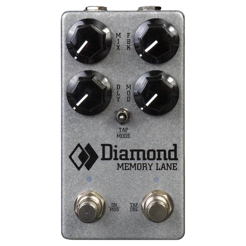 プロフェッショナル・ボードの必需品、Diamond Pedalsが新シリーズを携えて待望の復活！ Diamond 流デジタル BBD ディレイが満を持して復活。 独自の「デジタル・バケット・ブリゲード・ディレイ・テクノロジー（dBBD）」を採用。アナログ・コンパンダー（アンチエイリアス/リコンストラクション・フィルター）と BBD スタイルのディレイラインをブレンドすることにより、オリジナル “Memory Lane” のエッセンスを完全再現。 オリジナル “Memory Lane” よりも、小型化、周波数特性の拡張、SN比の改善、低消費電流を実現。選択可能な 3 種類のディレイモードにより、シチュエーションに応じてテイストの異なるディレイサウンドを演出することができます。また、リピート音にモジュレーションを付与することで、優美なアンビエント空間を創出します。 ■FEATURES ●3 種類（Modern / Vintage / Warm）のディレイモード ●最長 1,200 ms のディレイタイム（Warm モード） ●タップテンポによるディレイタイムの入力（サブディビジョンを切り替え可能） ●フットスイッチのモーメンタリー/ラッチスイッチング操作によるモジュレーション付与、ダブラー機能 ●キルディレイ/トレイルモードを選択可能 ●バッファードバイパス ●サウンドクオリティを維持したまま省スペースを実現 ■SPECIFICATIONS インプットインピーダンス：＞ 1 MΩ アウトプットインピーダンス：＜ 10 KΩ バイパス方式：バッファードバイパス 消費電流：45 mA 動作電圧：9V DC ※電池使用不可 電源端子：外径 5.5 mm / センターピン 2.1 mm（センターマイナス） 寸法 / 重量：66 mm（幅） × 122 mm（奥行） × 60 mm（高さ） / 300 g ■Diamond Pedals について Diamond Pedals の理念は、 “Innovating Sonic Excellence” 。ギター信号処理の分野で新しい機能を導入し、音質を向上させていくことです。既存品のクローンを作るのではなく、各製品がオリジナリティを持ちながら、洗練され使い勝手の良いものであることを目指します。ユーザーにクリエイティビティと興奮を与えるために、情熱とこだわりを持って設計・製造しています。 世界的パンデミック下の 2021年、Polyblend Systems 社は、Diamond ブランドと共に閉業を余儀なくされました。偉大な Diamond ブランドの歴史を継承し存続させるために、SolidGoldFX がブランド、商標、知的財産権を取得しました。 2年間にわたる研究、開発、製造の末、Greg とモントリオールに拠点を置く新チームは、オリジナルのデザインをベースに 5 つの新しいフラッグシップペダル、「BASS COMP/EQ」、「COMP/EQ」、「DRIVE」、「MEMORY LANE」、「TREMOLO」を発表しました。これからも Diamond の開発は継続され、その DNA は生き続けます。 ※SolidGoldFXとDiamondは、カナダのモントリオールにある同一工場で製造されますが、2つのブランドが統合されるということではありません。オリジナルの回路に変更はありませんが、パーツと製造工程を刷新した最新ヴァージョンとして待望の復活を遂げました。 ※画像はサンプルです。