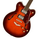 グレッチ、ストリームライナーがさらにパワーアップ！ リフレッシュされたStreamliner Collectionは、Gretschギターの輝かしい過去の要素を再訪し、エキサイティングな新機能と組み合わせることで、優れたパフォーマンス、サウンド、スタイルを驚くべき価値で提供します。 G2622 Streamliner Center Block Double-Cut with V-Stoptailは、パワフルなサウンドとGretschならではのスタイリングをよりコンパクトなサイズに収め、現代に甦らせました。 G2622は、グレッチに期待されるすべての要素を保ちつつ、楽器にワンランク上のパフォーマンス、スタイル、そしてより大きな音量感を求めるギタリストのために設計されています。 主な特徴 ・新開発のBroad’Tron BT-3Sハムバッカーを搭載 ・ダブルカッタウェイの16インチアーチドメイプルボディ、チャンバードセンターブロックを採用 ・Soft “C”シェイプのナトーネック ・12インチラジアスローレル指板、パーロイドNeo Classicサムネイルインレイ、22本のミディアムジャンボフレットを採用 ・ボーンナット ・マスターボリューム、マスタートーン、各ピックアップのボリュームコントロールにより、柔軟なトーン設計が可能 ・マスターボリュームにPush/Pullコイルスプリット機能を内蔵 ・ラジオコントロールノブ ・アンカー付きAdjusto-Maticブリッジ ・Gretsch V-Stopテイルピース ・3-plyべっ甲柄ピックガード ・ニッケルハードウェア ハイライト ・新しいセンターブロックデザインのメイプルボディ G2622 Center Blockは、アーチドメイプルボディに、新しいセンターブロックデザインを採用 しています。この新しいセンターブロックは、軽量で快適な演奏性と存在感のあるフルでリッチな サウンドを両立するように設計されており、アタックとサスティンを向上させ、優れたフィードバッ ク抑制効果を、重さを感じさせない快適なギターにまとめ上げています。 ・新開発のBroad’Tron BT-3Sピックアップ G2622は、新開発のBroad’Tron BT-3Sピックアップを搭載しています。アルニコ5とアルニコ2 を組み合わせたマグネットを採用し、力強いミッドレンジ、タイトでふくよかなローエンド、スムー ズでクリアなハイエンドがバランス良く得られ、音楽的な響きを放つピックアップです。 ・コイルスプリットによる多彩なコントロール Streamlinerのパワフルなサウンドは、ネックとブリッジピックアップのボリュームコントロール、 マスタートーンコントロール、マスターボリュームコントロール、3ウェイピックアップスイッチング という伝統的なコントロールレイアウトによって引き出されます。 マスターボリュームコントロールにPush/Pullポットを内蔵することでコイルスプリットが可能と なり、シングルコイルサウンドに切り替えることが可能です。すでに強力なサウンドパレットにさら なるトーンオプションが得られます。 ※画像はサンプルです。 製品仕様 Body Material Laminated MapleBody Finish GlossNeck Nato, Soft “C”Neck Finish GlossFingerboard Laurel, 12” &#40;305 mm&#41;Frets 22, Medium JumboPosition Inlays Pearloid Neo-Classic Thumbnail &#40;Laurel&#41;Nut &#40;Material/Width&#41; Bone, 1.6875” &#40;42.86 mm&#41;Tuning Machines Die-Cast SealedScale Length 24.75” &#40;629 mm&#41;Bridge Adjusto-MaticPickguard 3-Ply Tortoise with Gold Gretsch Logo &#40;516&#41;Pickups Broad’Tron BT-3S &#40;Bridge&#41;, &#40;Middle&#41;, Broad’Tron BT-3S &#40;Neck&#41;Pickup Switching 3-Position ToggleAuxiliary Switching Push/Pull Pot &#40;for Coil Split&#41;Controls Volume 1. &#40;Neck Pickup&#41;, Volume 2. &#40;Bridge Pickup&#41;, Master Tone, Master Volume with Push/Pull for Coil SplitControl Knobs Gretsch Radio KnobHardware Finish NickelStrings Nickel Plated Steel &#40;.010-.046 Gauges&#41;Case/Gig Bag Softcase