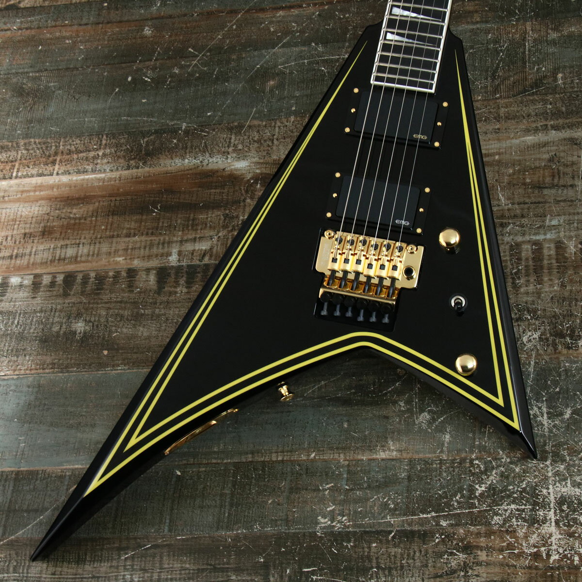 Jackson / MJ Series Rhoads RR24MG Ebony Fingerboard Black with Yellow Pinstripes [{]yS/N JFJ2203181zyZ[Izy䒃m{Xz