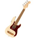 フェンダーシェイプをウクレレに落とし込んだフラートンシリーズ。 Fullerton Precision Bassウクレレは、Fenderの先駆的なエレクトリックベースデザインを、爽やかで楽しいサイズにしたものです。 20.25インチのスケール長、コンパクトなサイズ、そして驚くほどの軽さで、手に取りやすく置き場所に困らない、ユニークなポータブルウクレレです。 内蔵のチューナーでその場でチューニングすることも可能で、ボリュームとトーンの直感的なコントロールが可能なオンボードプリアンプは、明瞭度の高いなローエンドとスケール感のあるトーンを有し、 そのサイズと重量を遥かに上回るパンチ力を持っています。 Precision Bassの特徴であるピックガードとヘッドストックシェイプを備えたクラシックなフェンダーカラーで提供されるこのベース型ウクレレは、あらゆるプレイヤーが即戦力としてすぐに使える機能を備えています。 ■付属品：ソフトケース、メーカー保証書 ※画像はサンプルです。 製品仕様 Body Shape Bass UkuleleBody Top Laminated SpruceBack and Sides Mahogany, Mahogany, Solid Okoume, Solid OkoumeBody Finish GlossBracing TransverseRosette NoneNeck Maple, “C” ShapeNeck Finish Gloss UrethaneFingerboard Walnut , 16” &#40;406.4 mm&#41;Frets 18, 1.5mmPosition Inlays White DotNut &#40;Material/Width&#41; Synthetic Bone, 1.77” &#40;45 mm&#41;Truss Rod Modern Heel AdjustTuning Machines Die-Cast SealedScale Length 20.25” &#40;514.4mm&#41;Bridge Walnut with Compensated SaddlePickguard 1-Ply TortoiseshellSpecial Electronics Fender FE-BU01 PreampControls Volume, Tone, Integrated Electronic Tuner with On/Off Switch, Low Battery Indicator LightHardware Finish Chrome, NickelStrings Nickel Wrapped Nylon Core &#40;.045-.110&#41;