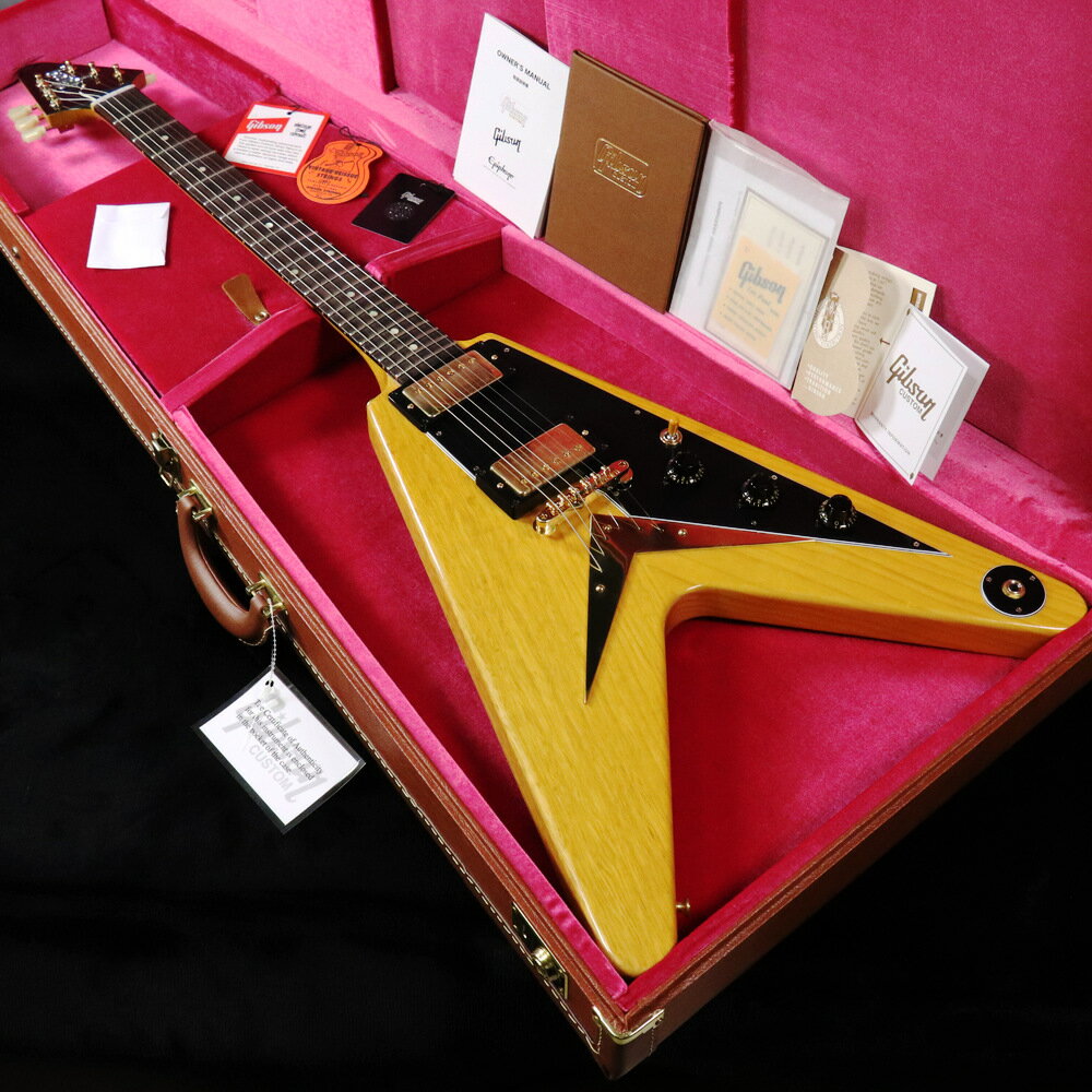 Gibson Custom Shop / 1958 Korina Flying V Reissue Black Pickguard Natu...