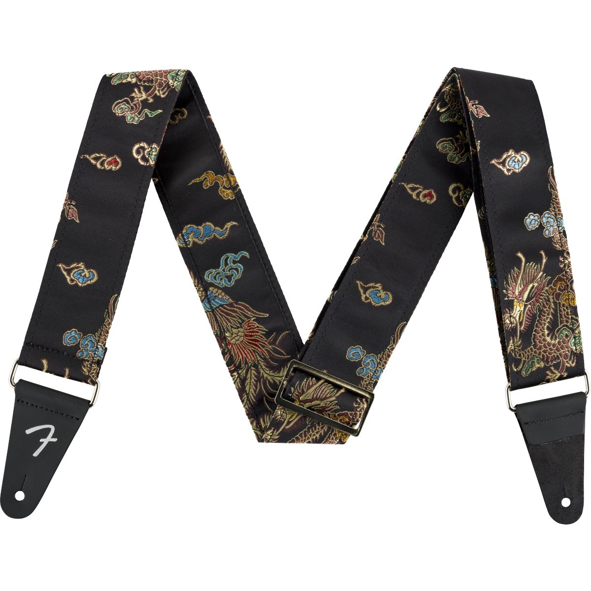 豪華絢爛！ドラゴン柄をあしらったフェンダーのUSA製ストラップ登場！ 演奏に気品を添えるSatin Dragon Strapsは、美しいチャイニーズブロケードのドラゴン柄生地と大胆なメタリックサテン仕上げが特徴です。 米国製のこのストラップは、非常になめらかな手触りの高品質なポリエステルとナイロンの混紡素材で、プレイ中に快適で贅沢な使用感を提供します。 本革のエンドパーツと金属製のハードウェアを備えたSatin Dragon Strapsは、印象的なデザインに加え、34〜58インチ（約86.4〜147.3cm）の間で長さが調整可能です。 Features: ・ 両面ポリエステル／ナイロン混紡素材 ・ シルバーハードウェア ・ 幅2インチ（約5cm）、長さ34〜58インチ（約86〜147cm）で調整可能 ・ Fenderの“F”ロゴ箔押し入りレザーエンドタブ ・ アメリカ製 ※画像はサンプルです。