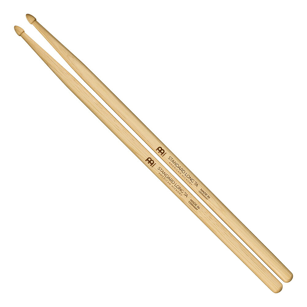 ドイツのシンバルメーカー MEINL がプロデュースしているドラムスティック・ブラシやマレットなどのブランドです。 ドラムスティックは、世界的なシンバルメーカーと言えるプロダクトチームの下、厳選された素材を使用し、ドイツ国内で製造されています。 ●STANDARD LONG 7A SB121 - AMERICAN HICKORY 基本スペックは STANDARD モデルと同様にし、リーチを1/2インチ長くとりややパワーを持たせた仕様です。 リーチは長くとりながらも、バランスのとれたフィーリングとレスポンスを実現しています。 SPEC MaterialAmerican HickoryTipAcornLength41.9cmDiameter13.6mmTaper LengthMediumWeightLight